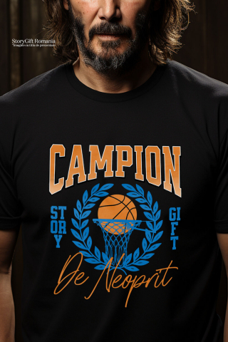 Tricou Femei, Barbati, Copii, Fata, Baiat, Unisex Personalizat Minge de Baschet Personalizată – Campion de Neoprit | Cadou Motivațional [1]