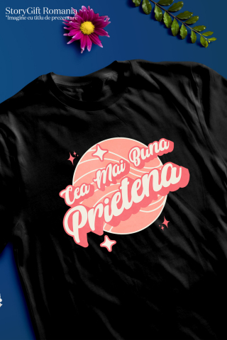 Tricou Femei, Barbati, Copii, Fata, Baiat, Unisex Personalizat "Minge de Baschet Personalizată cu Stele Strălucitoare - Cea Mai Bună Prietenă Fete, Cadou Dragoste" [2]