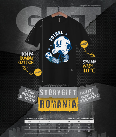 Tricou Femei, Barbati, Copii, Fata, Baiat, Unisex Personalizat Minge de Fotbal Animată – Design Motivațional și Sportiv [3]