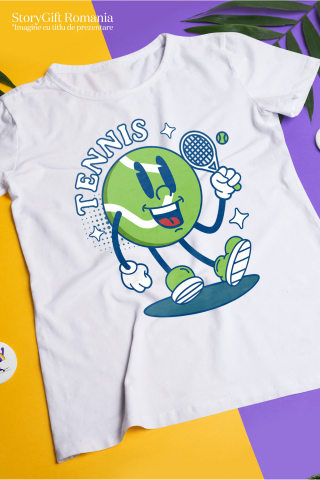Tricou Femei, Barbati, Copii, Fata, Baiat, Unisex Personalizat Minge de Tenis Animată – Design Sportiv și Vesel [2]