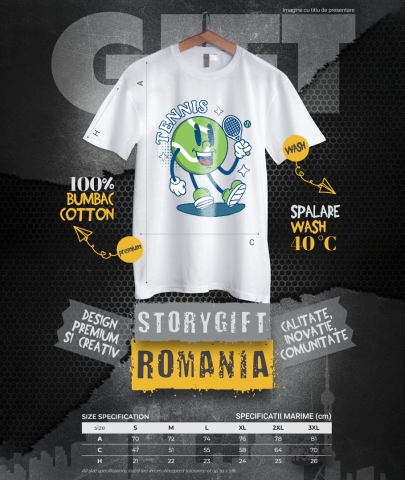Tricou Femei, Barbati, Copii, Fata, Baiat, Unisex Personalizat Minge de Tenis Animată – Design Sportiv și Vesel [3]