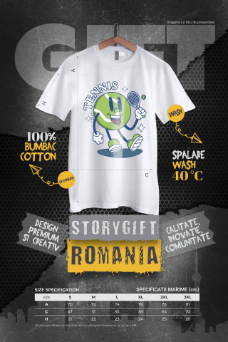 Tricou Femei, Barbati, Copii, Fata, Baiat, Unisex Personalizat Minge de Tenis Animată – Design Sportiv și Vesel [3]