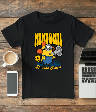 Tricou Barbati cu Minionul Cel Nebun  100% Bumbac, Negru, L [2]