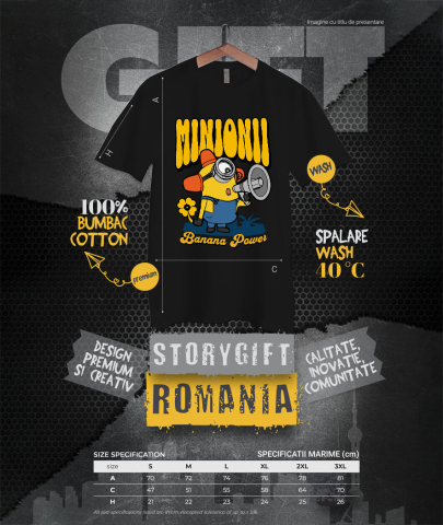Tricou Barbati cu Minionul Cel Nebun  100% Bumbac, Negru, L [3]