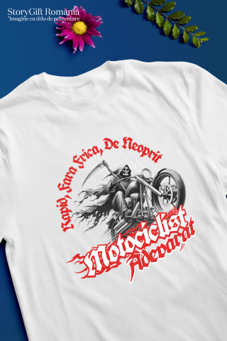 Tricou Femei, Barbati, Copii, Fata, Baiat, Unisex Personalizat Moartea cu Coasa pe Motocicletă – Design Horror și Misterios [2]