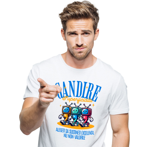 Mixed - Tricou Femei, Barbati, Copii, Fata, Baiat, Unisex Personalizat Monitoare Colorate Vesele cu Text „Gândire Superficială Excelentă” – Cadouri Personalizate Amuzante pentru Familie și Prieteni