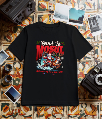 Tricou Femei, Barbati, Copii, Fata, Baiat, Unisex Personalizat Moș Crăciun pe Ren Impodobit - Bucură-te de Călătoria Rapidă și Cadouri Personalizate [2]
