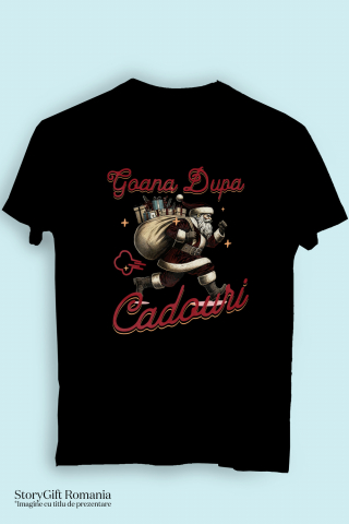 Tricou Femei, Barbati, Copii, Fata, Baiat, Unisex Personalizat Goana după Cadouri! Moș Crăciun Alergând cu Sac de Cadouri – Cadouri Personalizate pentru Familie [2]