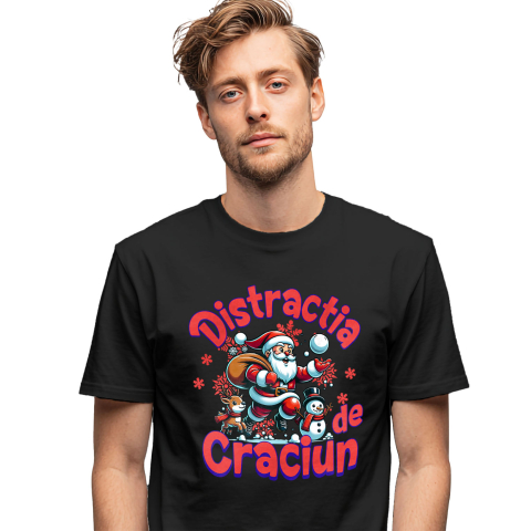 Tricou Femei, Barbati, Copii, Fata, Baiat, Unisex Personalizat Moș Crăciun Bătaie cu Bulgari – Distracția de Crăciun cu Reni și Om de Zăpadă