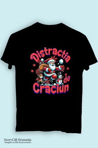 Tricou Femei, Barbati, Copii, Fata, Baiat, Unisex Personalizat Moș Crăciun Bătaie cu Bulgari – Distracția de Crăciun cu Reni și Om de Zăpadă [2]