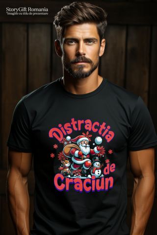 Tricou Femei, Barbati, Copii, Fata, Baiat, Unisex Personalizat Moș Crăciun Bătaie cu Bulgari – Distracția de Crăciun cu Reni și Om de Zăpadă [1]