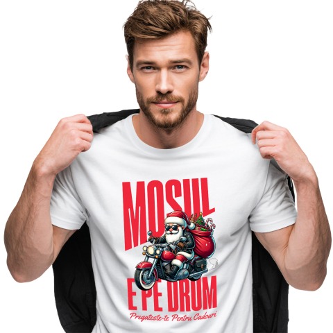 Tricou Femei, Barbati, Copii, Fata, Baiat, Unisex Personalizat Moș Crăciun Cool Pe Motocicletă - Pregătește-te Pentru Cadouri De Crăciun