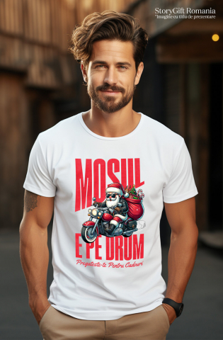 Tricou Femei, Barbati, Copii, Fata, Baiat, Unisex Personalizat Moș Crăciun Cool Pe Motocicletă - Pregătește-te Pentru Cadouri De Crăciun [1]