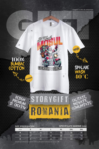 Tricou Femei, Barbati, Copii, Fata, Baiat, Unisex Personalizat Moș Crăciun Cool Pe Motocicletă - A Venit Mosul Cu Cadouri și Fericire [3]