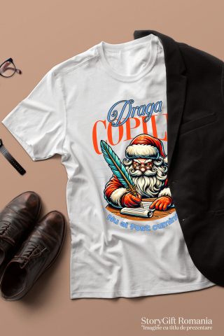 Tricou Femei, Barbati, Copii, Fata, Baiat, Unisex Personalizat Tricou Personalizat Crăciun – Moș Crăciun cu Listă și Mesaj Amuzant [2]