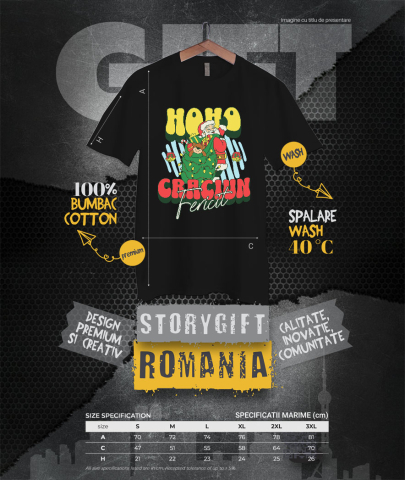 Tricou Femei, Barbati, Copii, Fata, Baiat, Unisex Personalizat Moș Crăciun cu Sac Verde și Cadouri Colorate – Cadouri Personalizate pentru Crăciun Fericit [3]