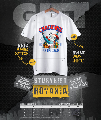 Tricou Femei, Barbati, Copii, Fata, Baiat, Unisex Personalizat Moș Crăciun Extenuat în Hamac cu Cadouri Colorate – Cadouri Personalizate pentru Crăciun Haios [3]