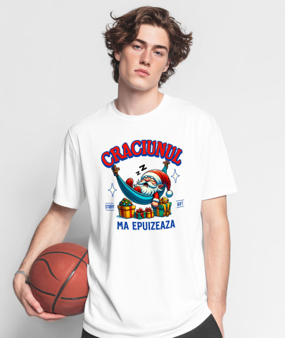 Tricou Femei, Barbati, Copii, Fata, Baiat, Unisex Personalizat Moș Crăciun Extenuat în Hamac cu Cadouri Colorate – Cadouri Personalizate pentru Crăciun Haios [1]