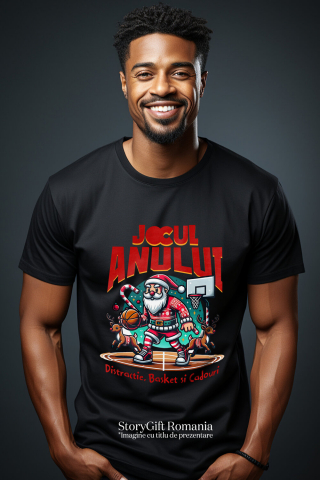 Tricou Femei, Barbati, Copii, Fata, Baiat, Unisex Personalizat Moș Crăciun pe Terenul de Baschet – Cadouri Personalizate pentru Familie și Prieteni [1]