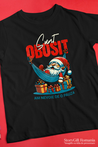 Tricou Femei, Barbati, Copii, Fata, Baiat, Unisex Personalizat Moș Crăciun Somnoros În Hamac Cu Cadouri Colorate - Sunt Obosit [2]