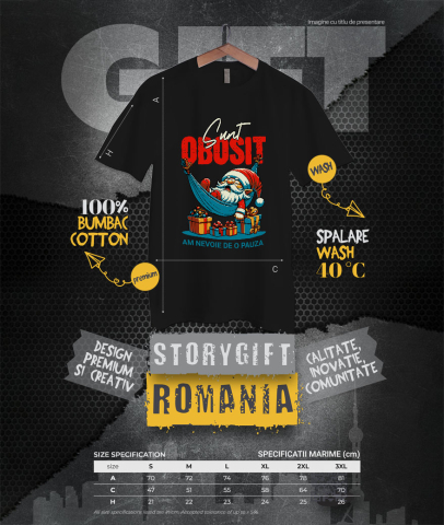 Tricou Femei, Barbati, Copii, Fata, Baiat, Unisex Personalizat Moș Crăciun Somnoros În Hamac Cu Cadouri Colorate - Sunt Obosit [3]