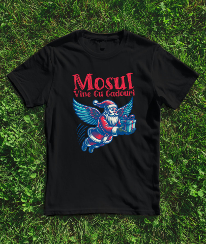 Tricou Femei, Barbati, Copii, Fata, Baiat, Unisex Personalizat Moș Crăciun Cu Aripi De Înger - Cadouri Colorate De Crăciun [2]