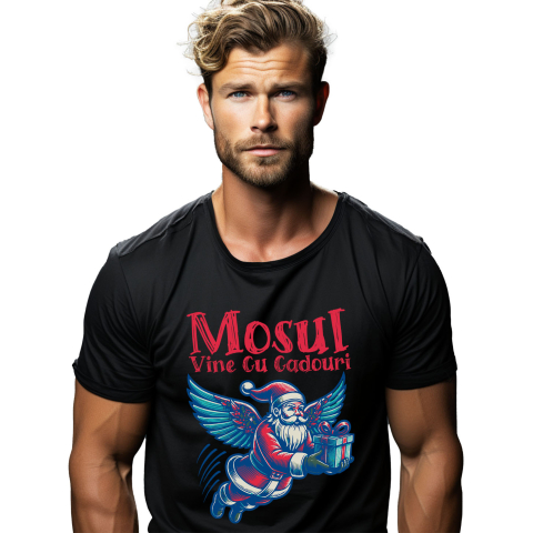 Craciun - Tricou Femei, Barbati, Copii, Fata, Baiat, Unisex Personalizat Moș Crăciun Cu Aripi De Înger - Cadouri Colorate De Crăciun