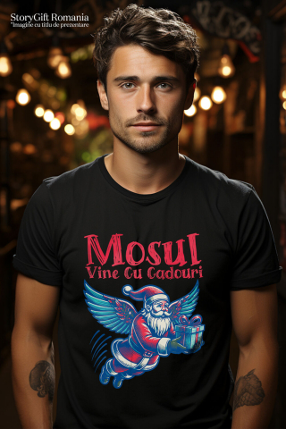 Tricou Femei, Barbati, Copii, Fata, Baiat, Unisex Personalizat Moș Crăciun Cu Aripi De Înger - Cadouri Colorate De Crăciun [1]