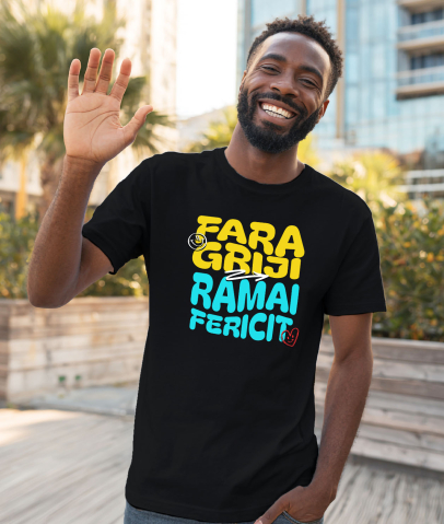 Tricou Femei, Barbati, Copii, Fata, Baiat, Unisex Personalizat Text Motivational Relaxare Fără Griji - Rămâi Fericit [1]