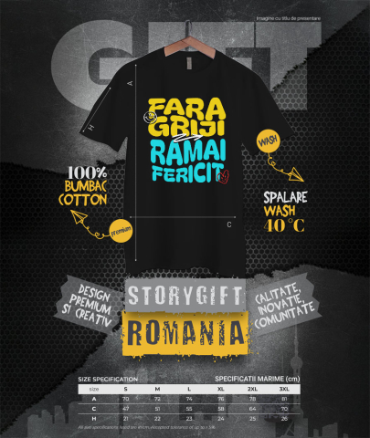 Tricou Femei, Barbati, Copii, Fata, Baiat, Unisex Personalizat Text Motivational Relaxare Fără Griji - Rămâi Fericit [3]