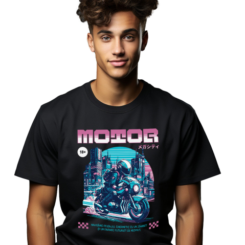 Motociclete - Tricou Femei, Barbati, Copii, Fata, Baiat, Unisex Personalizat Motociclist Viteză Noaptea în Orașul Tokyo – Design Urban și Vibrant