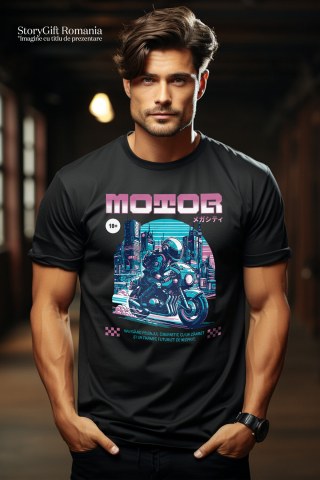 Tricou Femei, Barbati, Copii, Fata, Baiat, Unisex Personalizat Motociclist Viteză Noaptea în Orașul Tokyo – Design Urban și Vibrant [1]