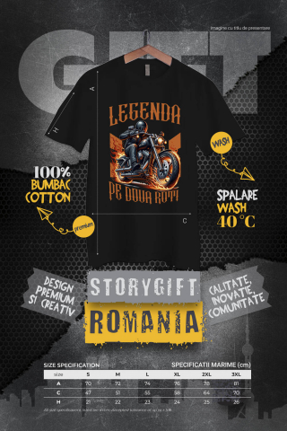 Tricou Femei, Barbati, Copii, Fata, Baiat, Unisex Personalizat Motociclist cu Geacă de Piele – Protecție, Flăcări și Pasiune Moto [3]