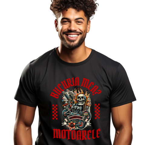 Tricou Femei, Barbati, Copii, Fata, Baiat, Unisex Personalizat Motor Puternic cu Craniu și Flăcări – Artă Mecanică și Viteză