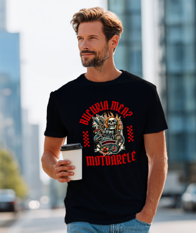 Tricou Femei, Barbati, Copii, Fata, Baiat, Unisex Personalizat Motor Puternic cu Craniu și Flăcări – Artă Mecanică și Viteză [1]