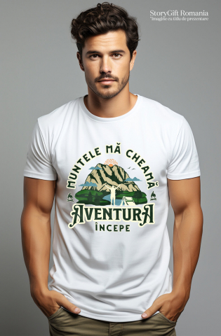 Tricou Femei, Barbati, Copii, Fata, Baiat, Unisex Personalizat "Munte Înalt Cu Cort – Aventura Începe La Munte" [1]