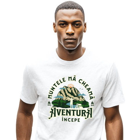 Calatorie - Tricou Femei, Barbati, Copii, Fata, Baiat, Unisex Personalizat "Munte Înalt Cu Cort – Aventura Începe La Munte"