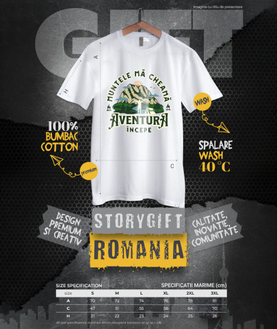 Tricou Femei, Barbati, Copii, Fata, Baiat, Unisex Personalizat "Munte Înalt Cu Cort – Aventura Începe La Munte" [3]