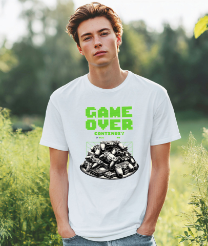 Tricou Femei, Barbati, Copii, Fata, Baiat, Unisex Personalizat Game Over, Continui în Lumea Digitală - Cadou Personalizat Gamer [1]