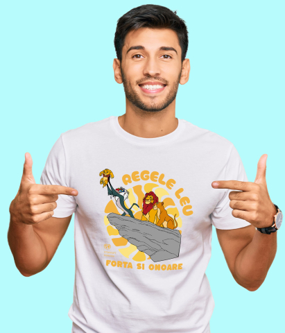 Tricou Barbati cu Musafa , Simba si Rafiki-povestea Familiei 100% Bumbac, Alb, L [1]