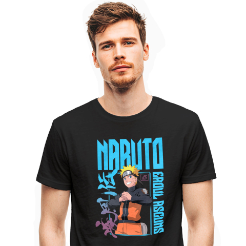 Desene Animate - Tricou Barbati cu Naruto - calatoria unui baiat cu un vis mare și o putere imensa 100% Bumbac, Negru, XS