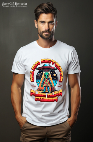 Tricou Femei, Barbati, Copii, Fata, Baiat, Unisex Personalizat Nava spațială cu pizza personalizată și mesaj haios – Cadou original pentru iubitorii de pizza [1]