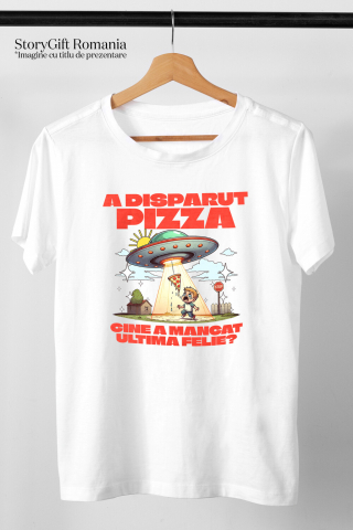 Tricou Femei, Barbati, Copii, Fata, Baiat, Unisex Personalizat Cadou personalizat cu nava spațială și pizza | „Cine a mâncat ultima felie?” pentru copii și familie [2]