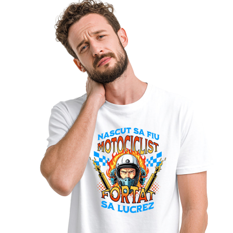 Motociclete - Tricou Femei, Barbati, Copii, Fata, Baiat, Unisex Personalizat Om Cu Cască De Protecție, Motor, Tobele Eșapamentului și Flăcări – Pasiune Moto