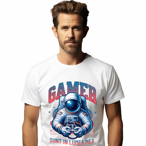 LUME - Tricou Femei, Barbati, Copii, Fata, Baiat, Unisex Personalizat Om în Costum Astronaut „Sunt În Lumea Mea” - Cadou Personalizat Gamer