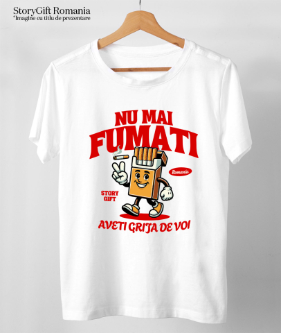 Tricou Femei, Barbati, Copii, Fata, Baiat, Unisex Personalizat Pachet de Țigări Personalizat cu Semnul Păcii și Mesaj Motivațional „Nu Mai Fumați, Aveți Grijă de Voi” [2]