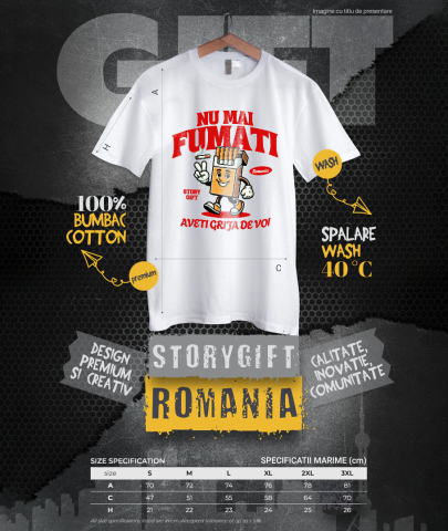 Tricou Femei, Barbati, Copii, Fata, Baiat, Unisex Personalizat Pachet de Țigări Personalizat cu Semnul Păcii și Mesaj Motivațional „Nu Mai Fumați, Aveți Grijă de Voi” [3]