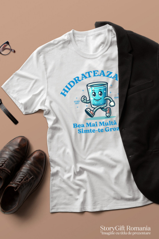 Tricou Femei, Barbati, Copii, Fata, Baiat, Unisex Personalizat „Pahar Vesel „Hidratează-te, Bea Mai Multă Apă” – Cadou Personalizat pentru Familie și Prieteni” [2]