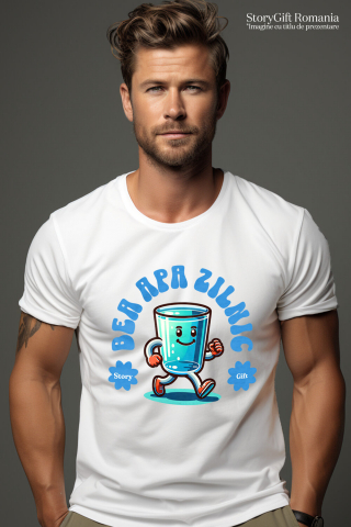 Tricou Femei, Barbati, Copii, Fata, Baiat, Unisex Personalizat „Pahar Personalizat 'Bea Apă Zilnic' – Cadou Vesel pentru Familie, Copii și Hidratare” [1]