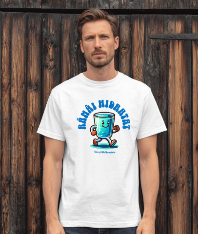 Tricou Femei, Barbati, Copii, Fata, Baiat, Unisex Personalizat „Pahar de Apă Vesel – Rămâi Mereu Hidratat cu Acest Cadou Personalizat!” [1]